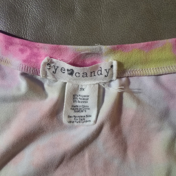 Eye candy Tie-Dye Scoop Tunic  Neck Top in Pink, Orange & Yellow - Picture 6 of 6